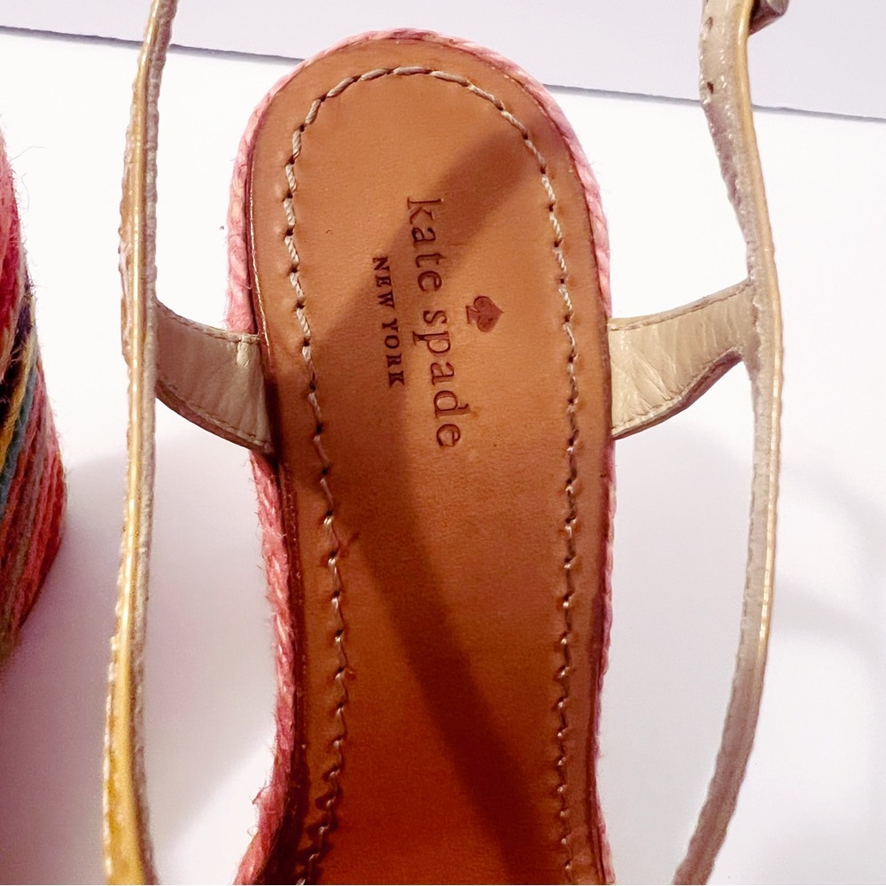 Kate Spade NY 5" Wedge Espadrille Sandals Sz 7 Rainbow Hippie Retro Shoes - Picture 4 of 7